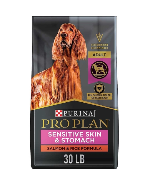 Purina Pro Plan Sensitive Skin and Stomach Dog Food Salmon and Rice Formula – 30 lb. Bag