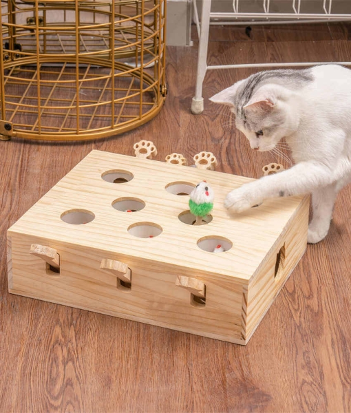 Cat toy box Interactive Whack-a-mole Wood Toys