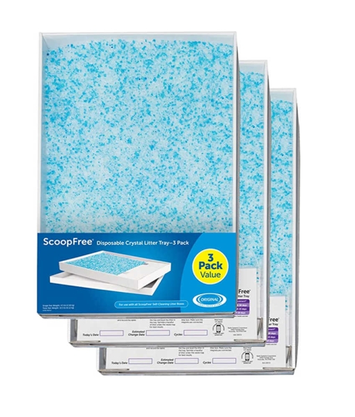 PetSafe ScoopFree Crystal Litter Tray Refills, Premium Blue Crystals, 3-Pack, Disposable Tray