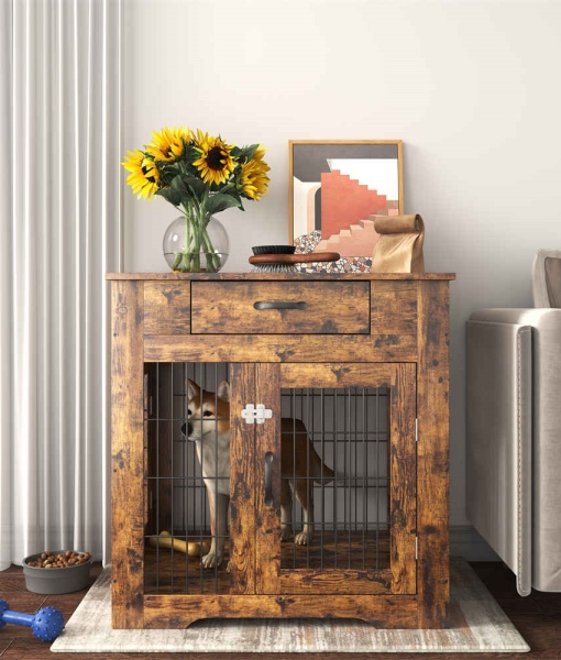 dog crate furniture End Table with Drawer, Pet Kennels
