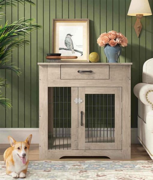 small dog crates Furniture Dog Crate End Table with Drawer