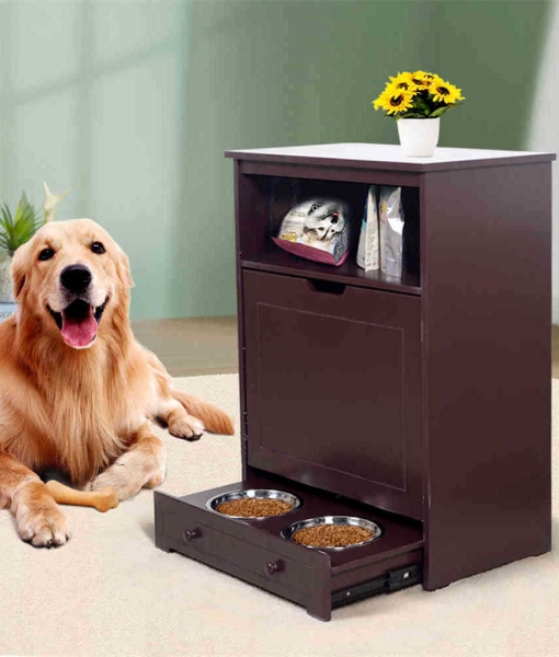 pet feeder station with Storage Dog Feeder Cabinet with Bowl