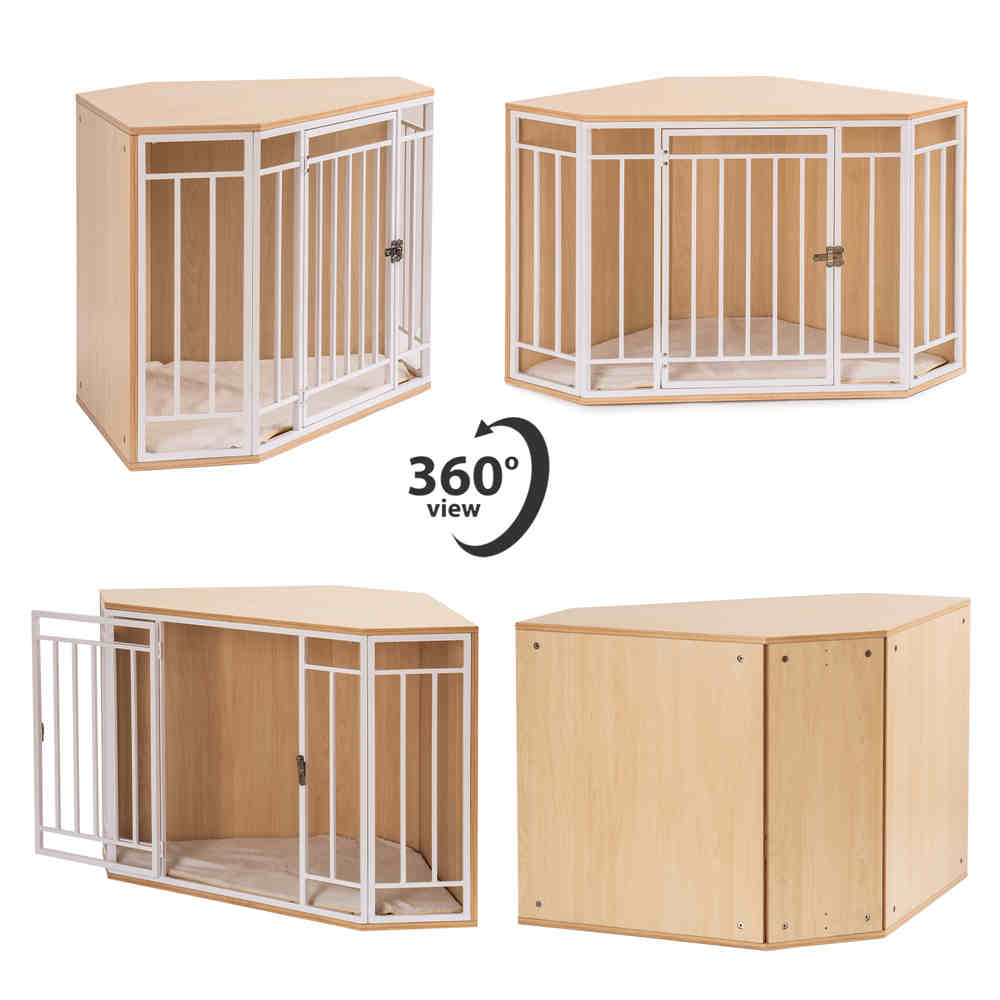 corner dog crate with Cushion, Dog Kennel Doghouse, Pet Crate - Crates, Houses & Pens - 1