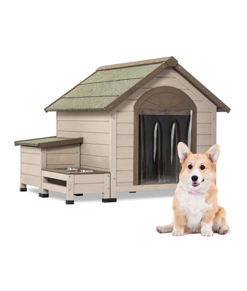 Dog house wooden with an open roof