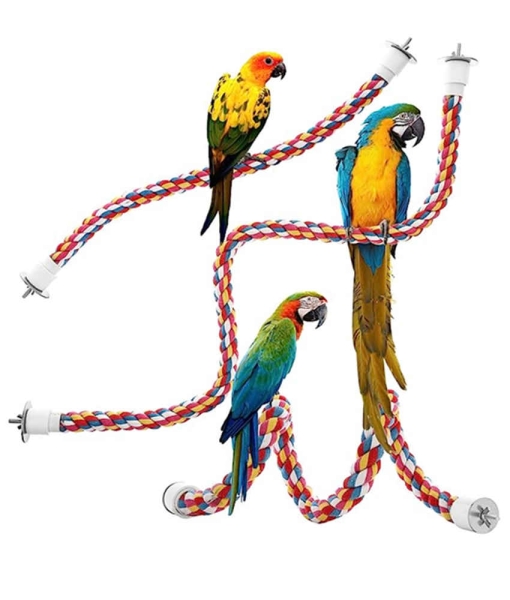 Jusney Bird Rope Perches,Parrot Toys 48 inches Rope Bungee Bird Toy (48 inches)[1 Pack]