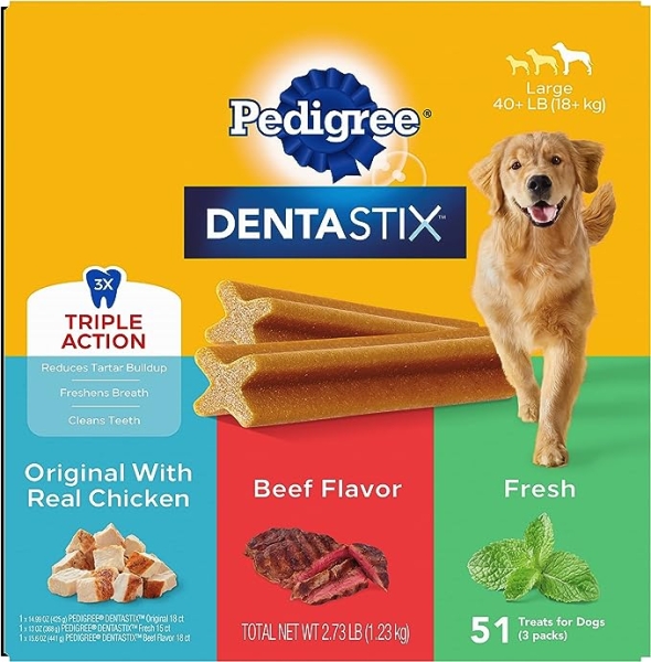 PEDIGREE DENTASTIX Large Dog Dental Care Treats Original, Beef & Fresh Variety Pack