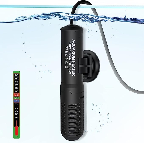 Orlushy 25W Small Submersible Aquarium Heater, Constant Temperature Betta Fish Tank Heater
