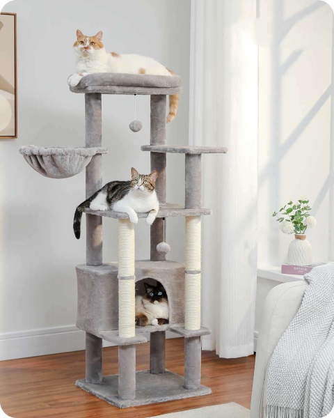 55″ Scratching Posts Tower with Large Perch Condo