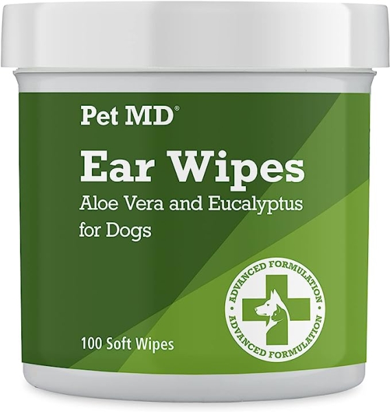 Pet MD – Dog Ear Cleaner Wipes – Otic Cleanser for Dogs to Stop Ear Itching, and Infections
