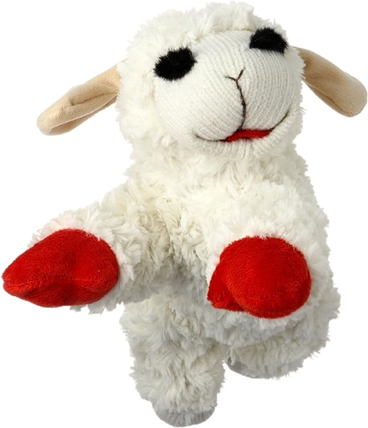 Multipet Plush Dog Toy, Lambchop, 10″, White/Tan, Small
