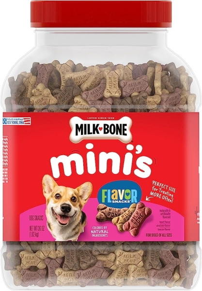 Milk-Bone Flavor Snacks Mini Dog Biscuits, Flavored Crunchy Dog Treats, 36 Oz.