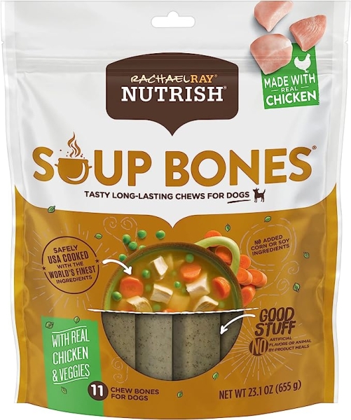 Rachael Ray Nutrish Soup Bones Dog Treats, Chicken & Veggies Flavor, 11 Bones