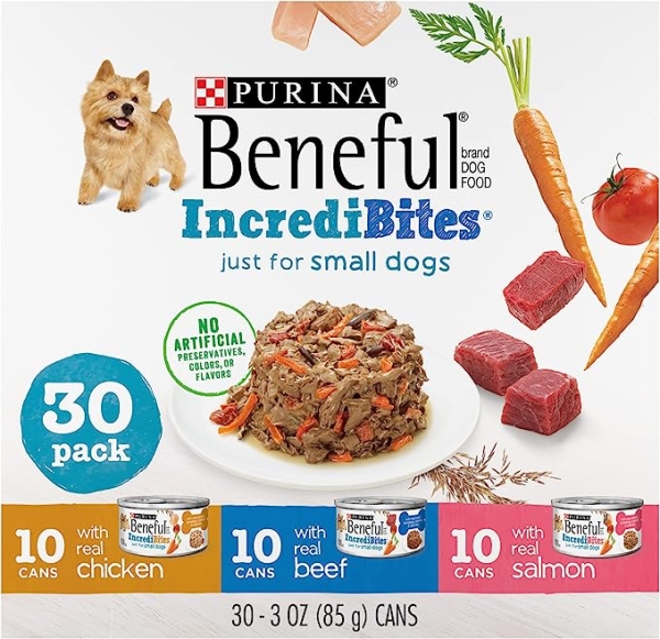 Purina Beneful Small Breed Wet Dog Food Variety Pack, IncrediBites With Real Beef, Chicken or Salmon