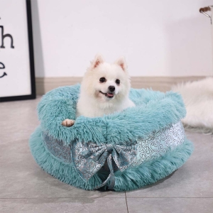 Round Cat Bed With Bow