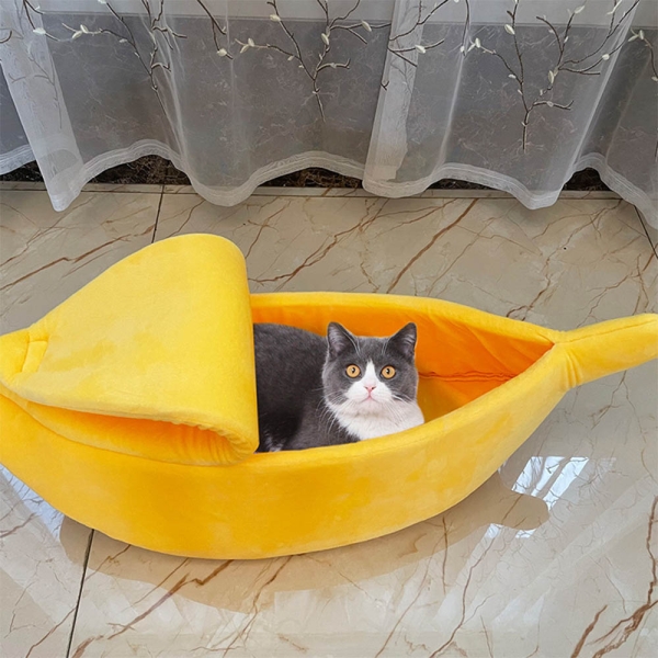 Breathable Banana Cat Bed Not Easy To Deform Semi-enclosed Design