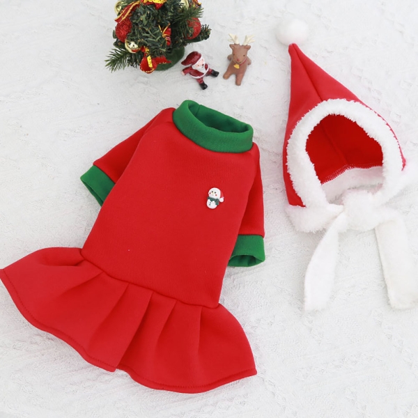 Christmas dress for dog Cotton-made