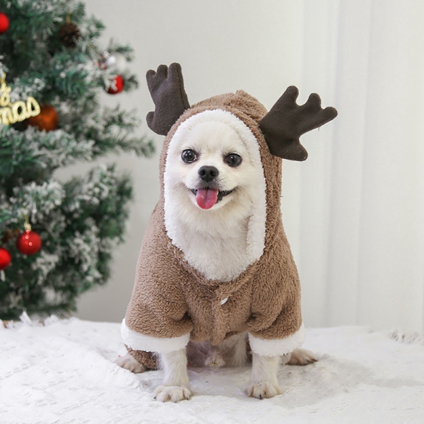 Thickened fleece buttoned christmas outfits for dogs