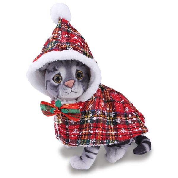 Cat christmas dress with short plush