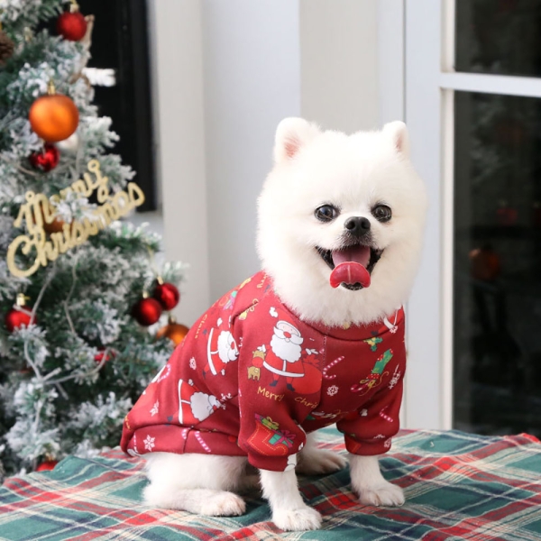 Dog christmas shirt with polyester santa  printed