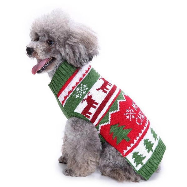 Striped knitted dog christmas sweater