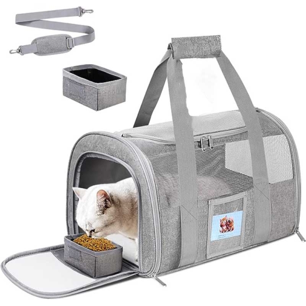 Collapsible Soft Sided Cat Car Carrier Airline Approved