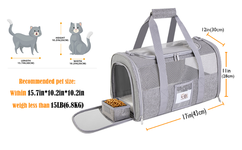 Collapsible Soft Sided Cat Car Carrier Airline Approved - Bag&Carriers - 3