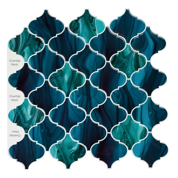 ilemong Blue Peel and Stick Backsplash Tile 12 in. x 12 in. Vinyl Wall Tile in Staggered Color (10-pack)