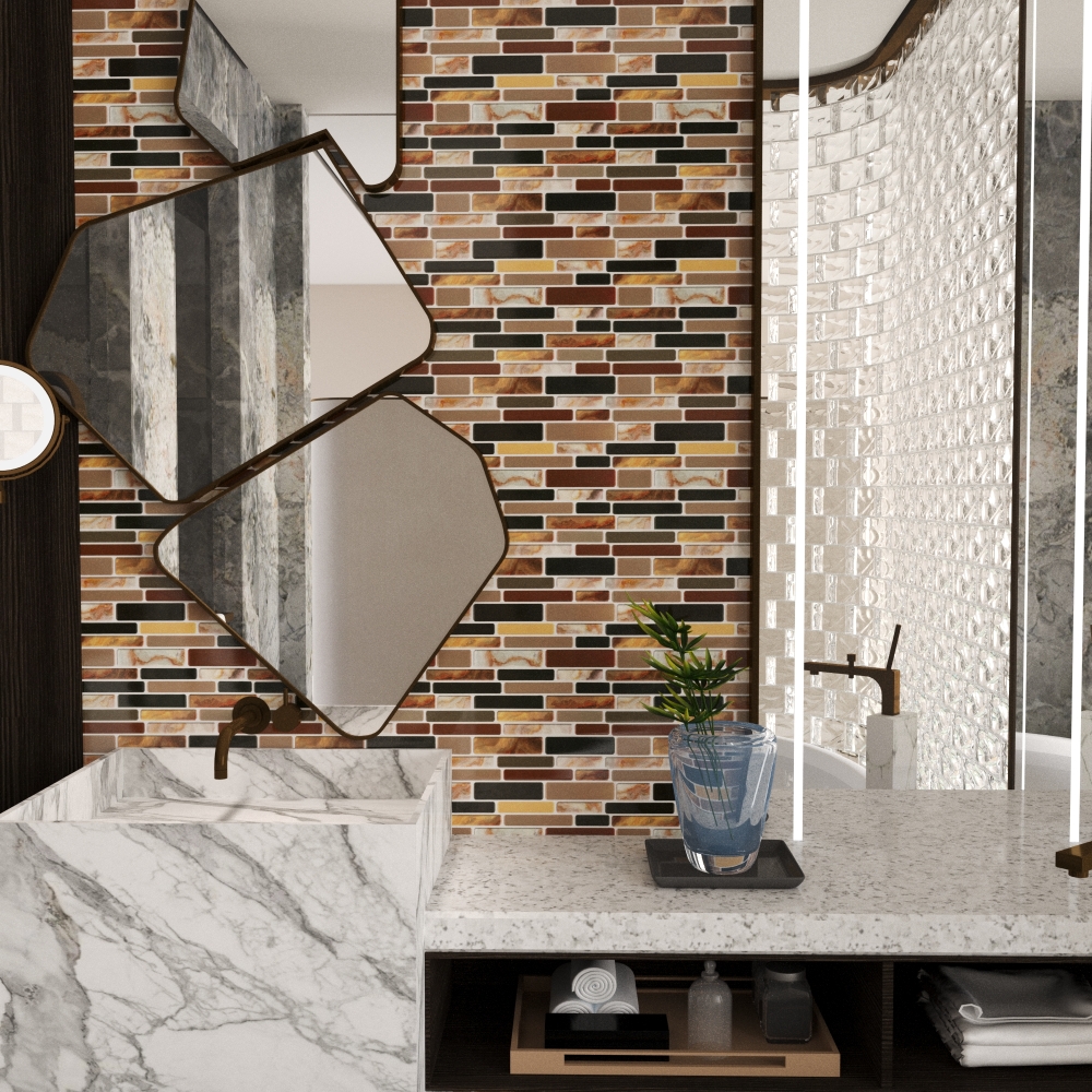 ilemong peel and stick wall tiles bathroom，10-Pack Kitchen Counter Barrier - backsplash tile - 3