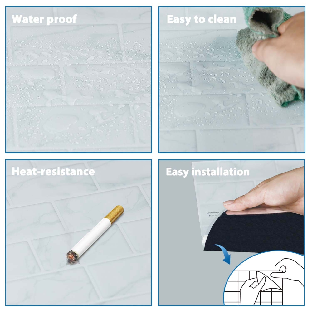 ilemong 12×12in Commercial Peel and Stick Wall Tiles Kitchen,10-Pack - backsplash tile - 4