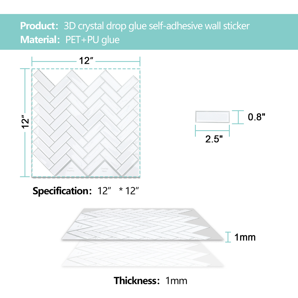 ilemong White sticky tiles for bathroom ,Kid-safe and Durable - backsplash tile - 2