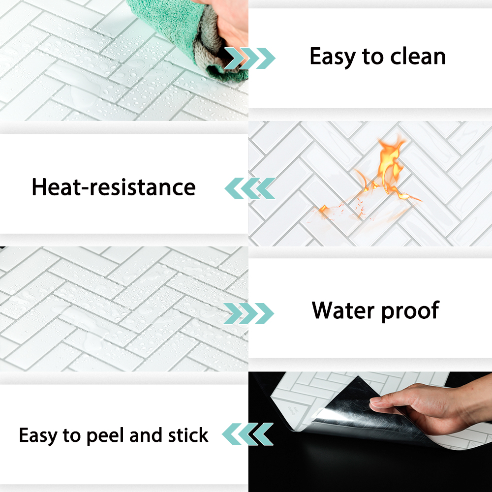 ilemong White sticky tiles for bathroom ,Kid-safe and Durable - backsplash tile - 3