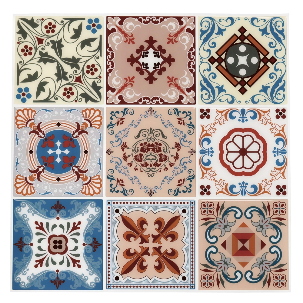 ilemong 12 in. x 12 in. Vinyl Moroccan Style kitchen stick on tiles, Non-toxic Durable  (20-Pack) - backsplash tile - 1