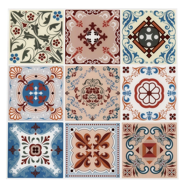 ilemong 12 in. x 12 in. Vinyl Moroccan Style kitchen stick on tiles, Non-toxic Durable  (20-Pack)