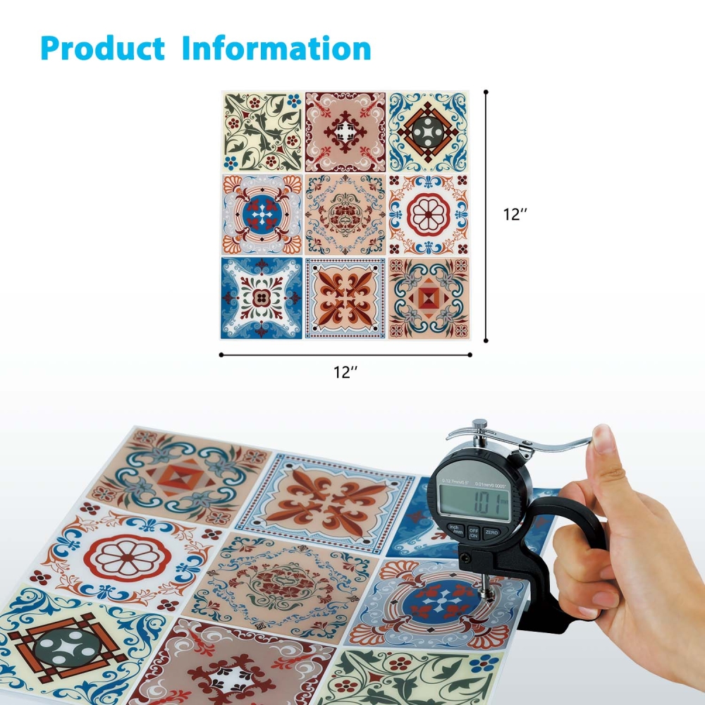 ilemong 12 x 12 in. Colorful Decorative Tile Stickers , (10-Pack) - backsplash tile - 2