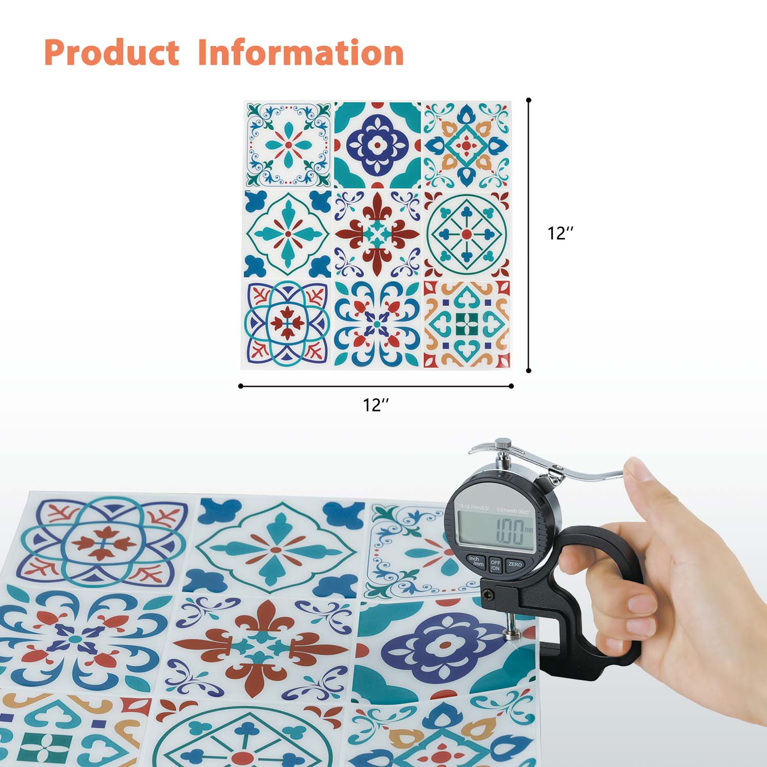 ilemong Moroccan Style Decorative Peel and Stick Backsplash, 10-Pack - backsplash tile - 2