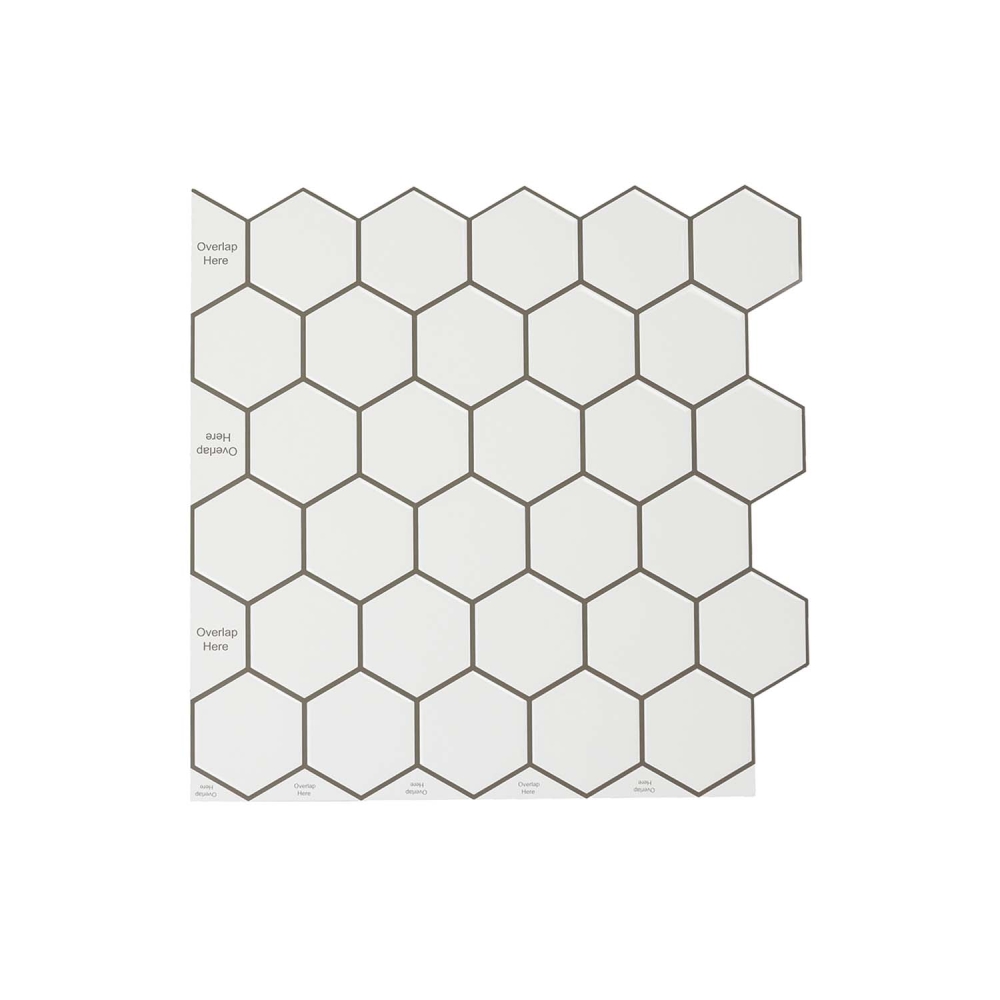ilemong Hexagon Vinyl Peel, Stick Backsplash 12 in. x 12 in. Stick on Wall Tile for Kitchen Fireplace - backsplash tile - 1