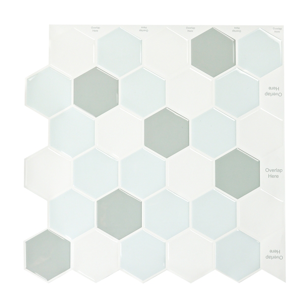 ilemong Vinyl Stick on Wall Tile for Kitchen Fireplace and RV in Gray, 10 Tiles