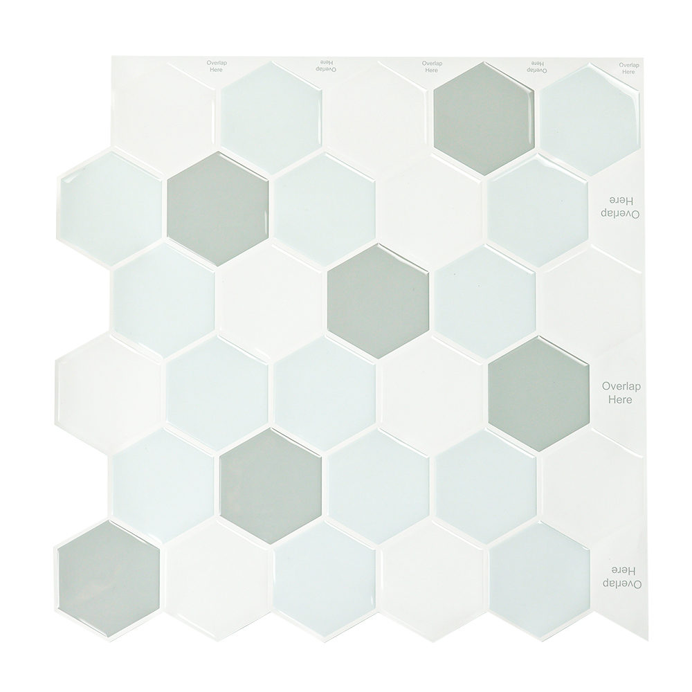 ilemong Vinyl Stick on Wall Tile for Kitchen Fireplace and RV in Gray, 10 Tiles - backsplash tile - 1