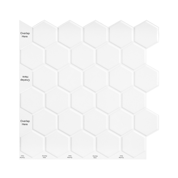 ilemong 12″x12″ Stick on Wall Tile for Kitchen Fireplace and RV in White, 10-Pack
