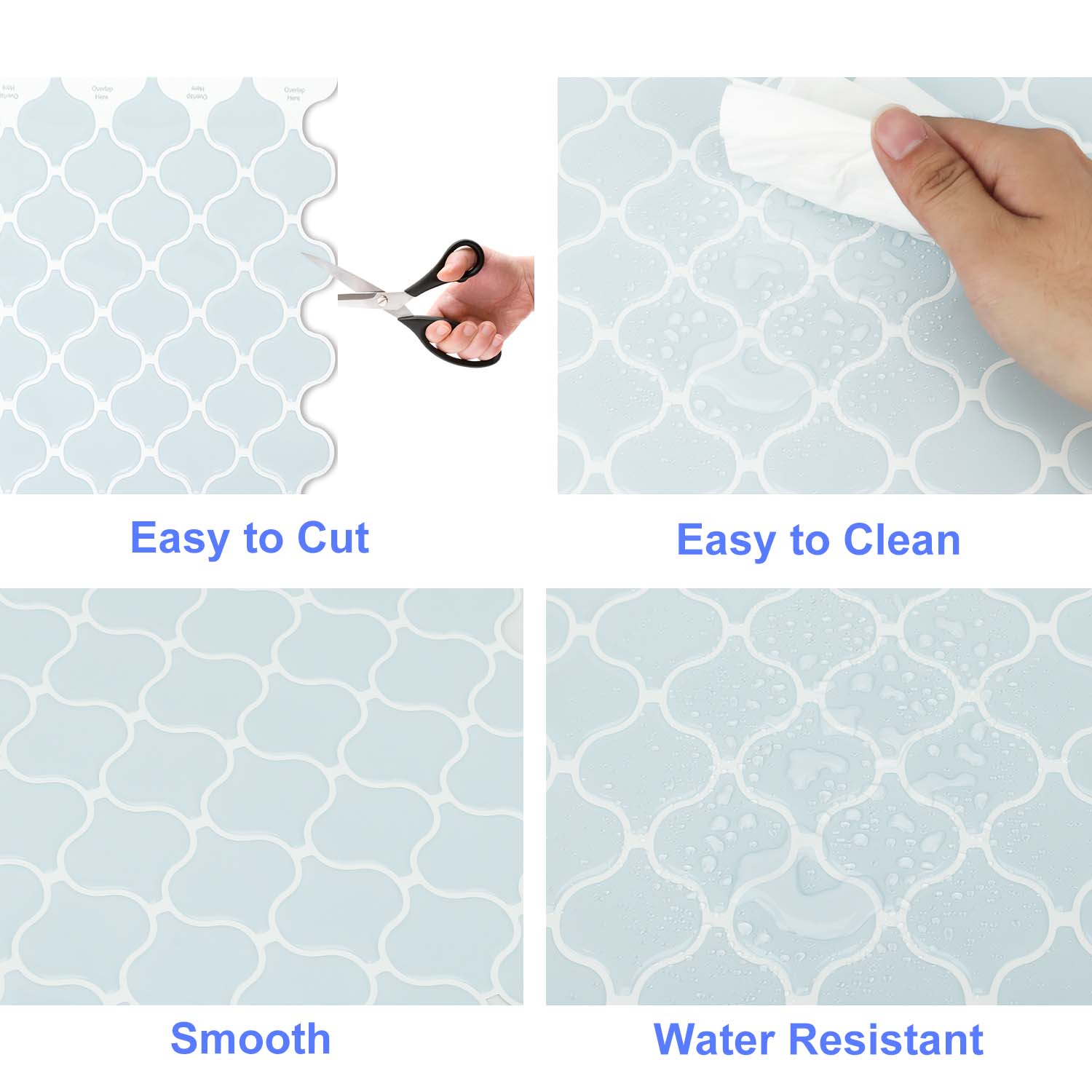 ilemong Rust-proof Blue Peel and Stick Backsplash Tiles Vinly 10*10in Backsplash Tile(10-Pack) - backsplash tile - 2