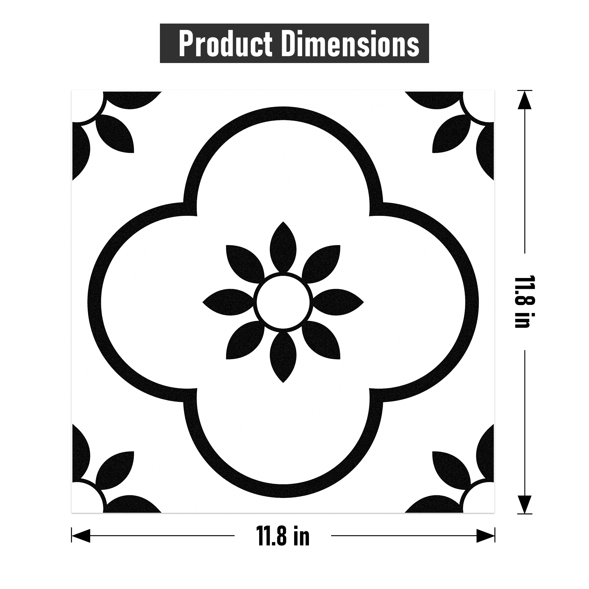 ilemong 11.8 in. x 11.8 in. Self-Adhesive Peel and Stick Bathroom Wall Tiles, Black and White (10-Pack) - backsplash tile - 2