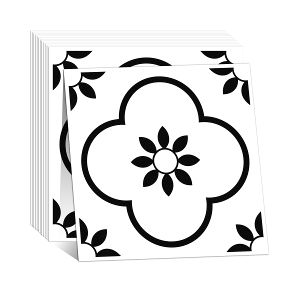 ilemong 11.8 in. x 11.8 in. Self-Adhesive Peel and Stick Bathroom Wall Tiles, Black and White (10-Pack)