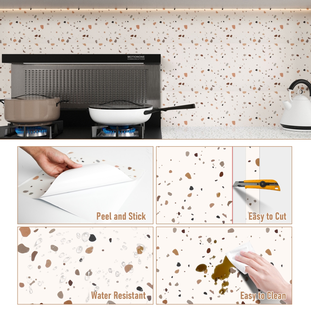 ilemong 11.8 in. x 11.8 in. Self-Adhesive Back Splashes Peel and Stick, Floor, Pink (10-Pack) - backsplash tile - 3