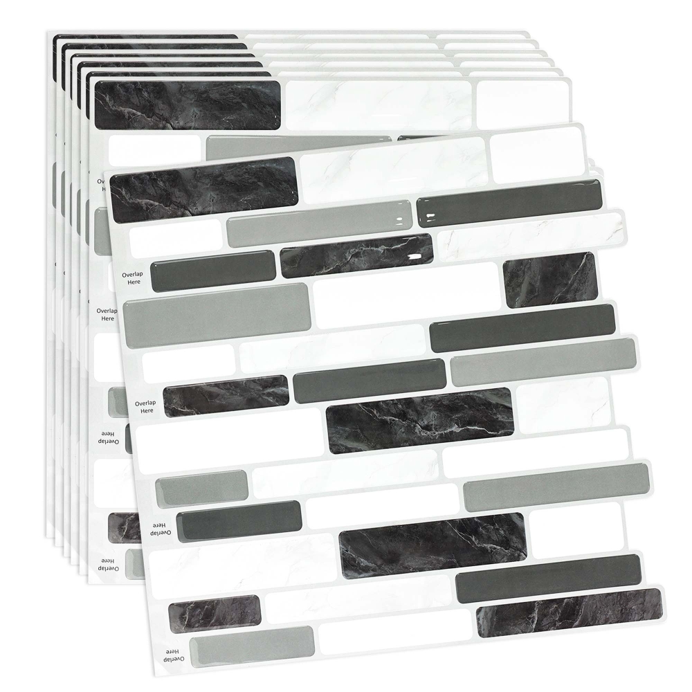 ilemong 12 in. x 12 in. Gray Peel and Stick Vinyl Backsplash Self Adhesive Wall Tile for Kitchen (10-Pack, 10 sq. ft./Case) - backsplash tile - 1