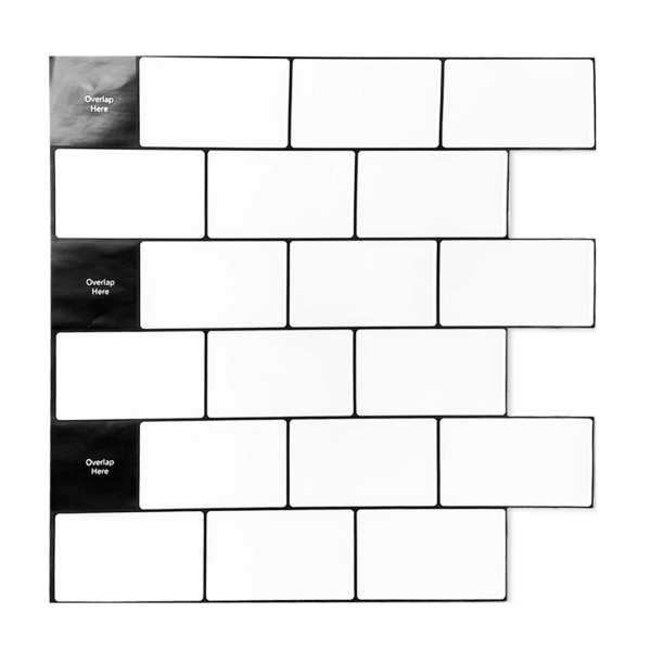 ilemong White 12 in. x 12 in. Renter Friendly Wall Tiles,No Drill Adhesive