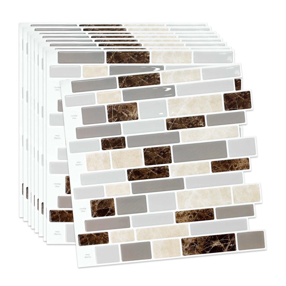 ilemong Kitchen Wall Tiles Self Adhesive- Removable & Reusable (10-Pack) - backsplash tile - 1