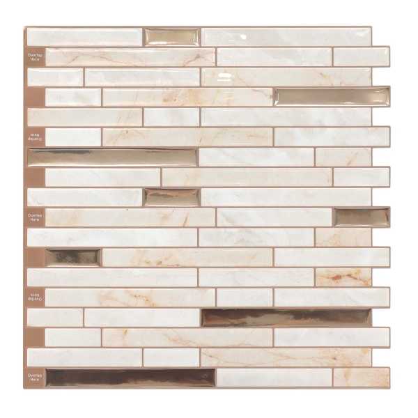 ilemong 12 in. x 12 in. sticky tiles for kitchen walls, Copper (10-Pack, 10 sq. ft. / Case)