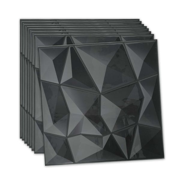 ilemong vinyl tiles self adhesive wall-Black Waterproof/Moisture Resistant (10-Pack 10 sq. ft. / Case)