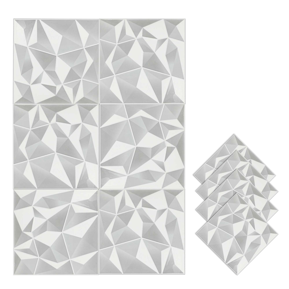 ilemong White Vinyl Self Adhesive Wall Tiles,Customizable and Trim-to-Fit - backsplash tile - 1
