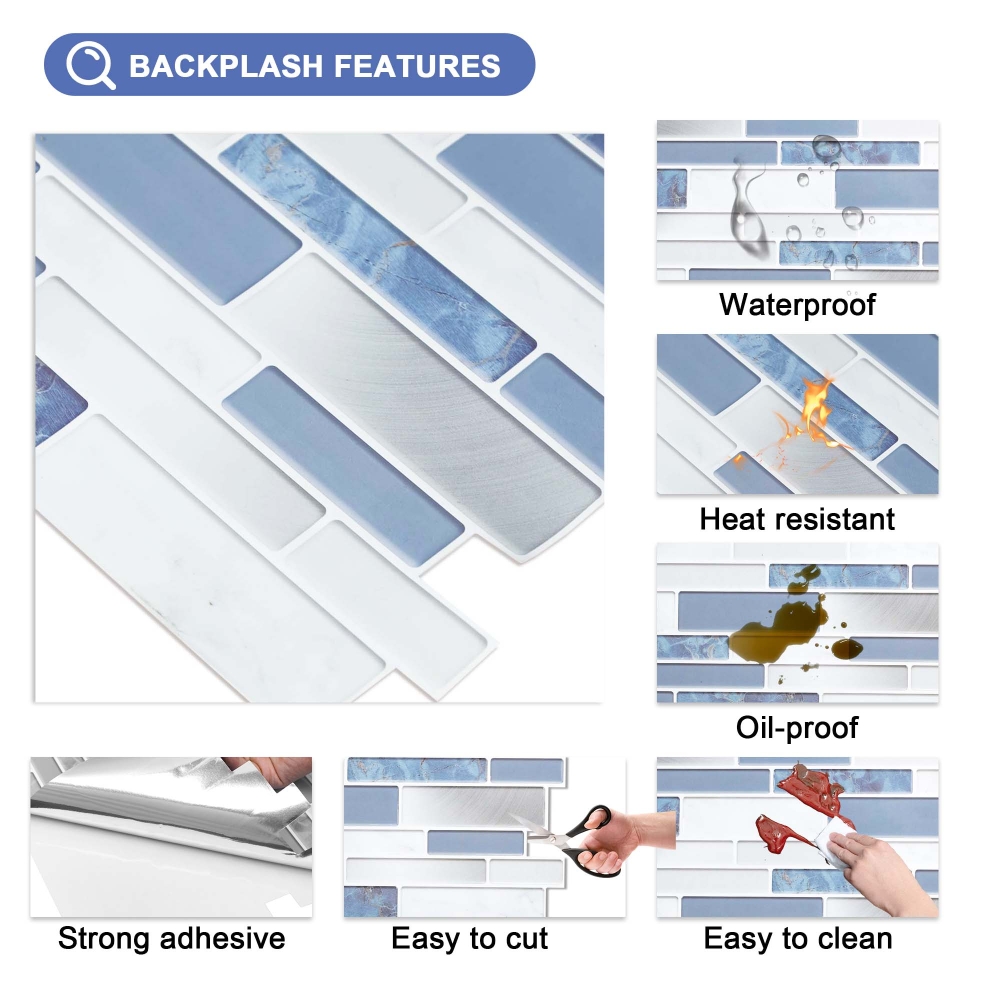 ilemong Kitchen Heat Resistant Self Adhesive Wall Tiles-12×12in Reinforced Thickened - backsplash tile - 3